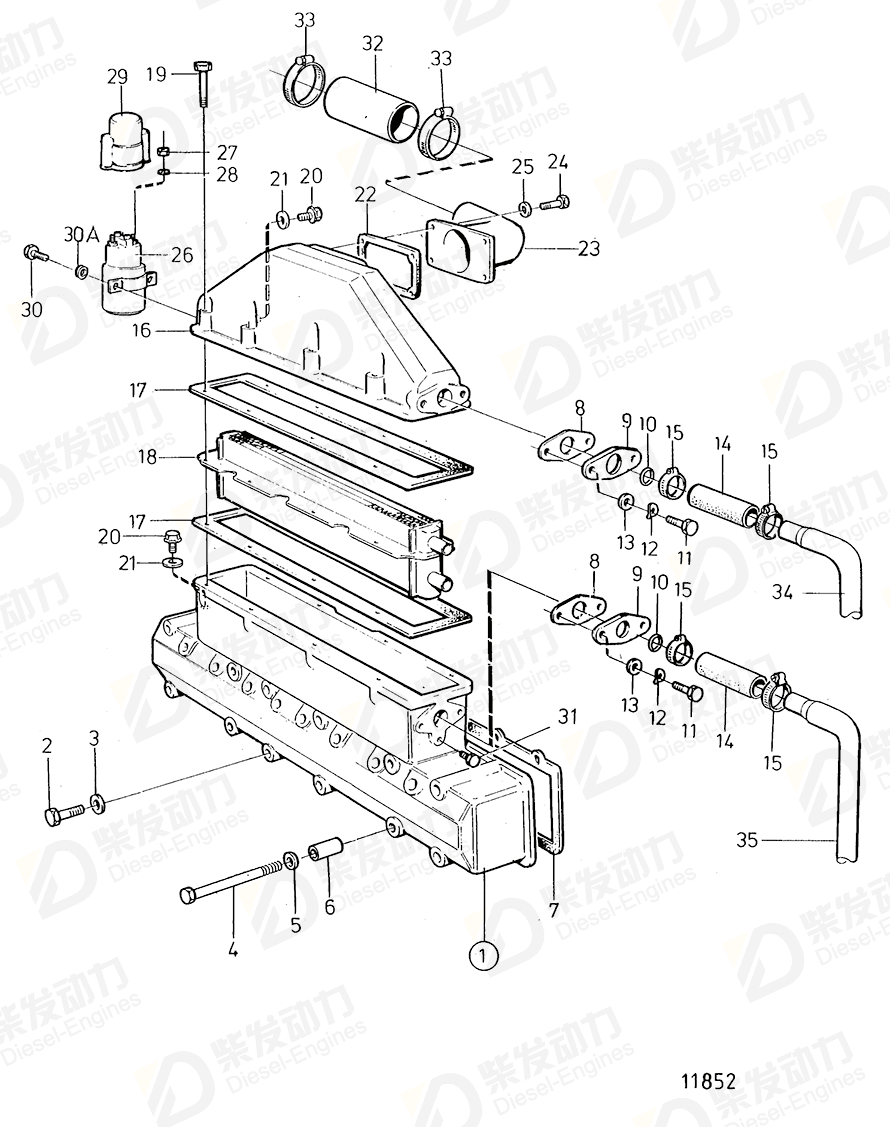 volvo penta Charge air cooler 845660 Drawing volvo penta Charge air cooler 845660 Drawing